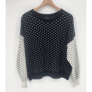 Nautica Womens Dot Print‎ Jacquard Sweater Size XL Black/White Soft Viscose EUC